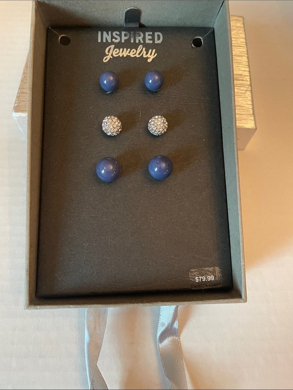 Inspired Jewelry Blue and Silver Stud Earring Set - 3 Pair